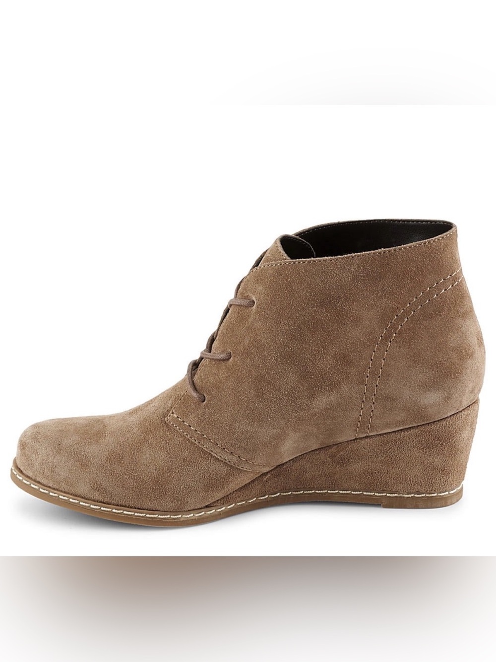 Women's size 7 Bjornadal Tan beige Suede Wedge Ankle Boot booties Classic Comfor